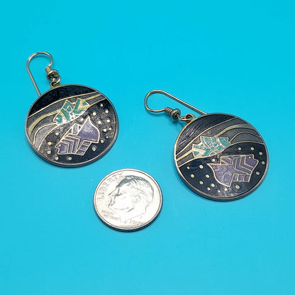 Vintage Laurel Burch "Tropical Fish" Drop Earrings, Gold Plated, 1980s