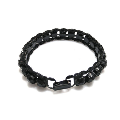 Weiss Black Japanned Bracelet, Black Rhinestones, 1950s Vintage Jewelry
