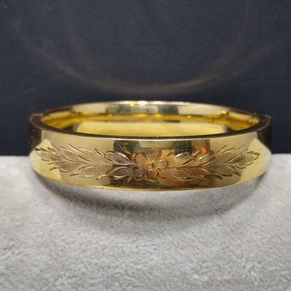 Carl-Art 12K Gold Filled Hinged Bracelet, Art Deco, 1930s Vintage Jewelry