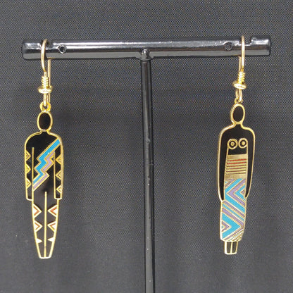 Laurel Burch "Man" & "Woman" Tribal Earrings, Gold Plated, 1980s Vintage Jewelry