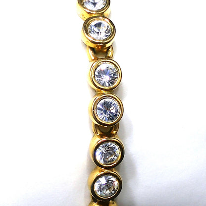 Vintage Swarovski Bracelet – Clear Rhinestone Bezel Set – Gold Plated Link