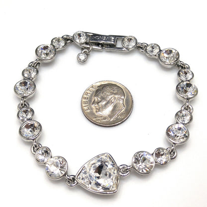 Vintage Givenchy Bracelet – Clear Rhinestone Links, Rhodium Plate, 1990s