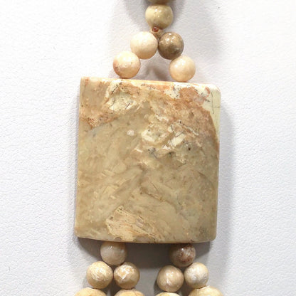 Gemstone Long Beaded Necklace, No Clasp, Four Strands in Front, 1970s Vintage Jewelry