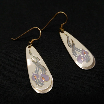 Vintage Laurel Burch "Wild Anthurium" Dangle Earrings, Gold Plated, 1980s