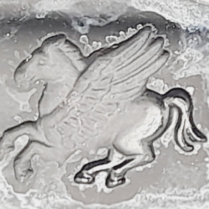 Monet Silver Tone Black Glass Pegasus Pendant Necklace – 16 Inches