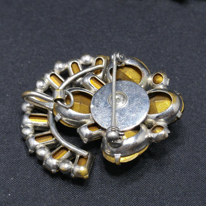 Vintage Green Clear Pendant Brooch Screw-back Earrings, 1940s Vintage Jewelry